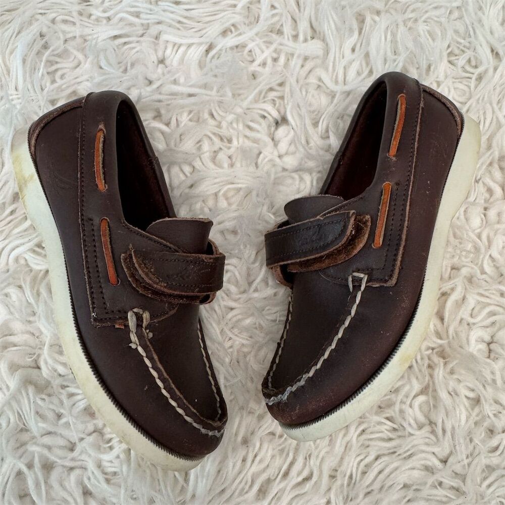 Boys' Sperry Top-Sider Boat Shoes Brown Size 10 Casual Leather Vintage Authentic